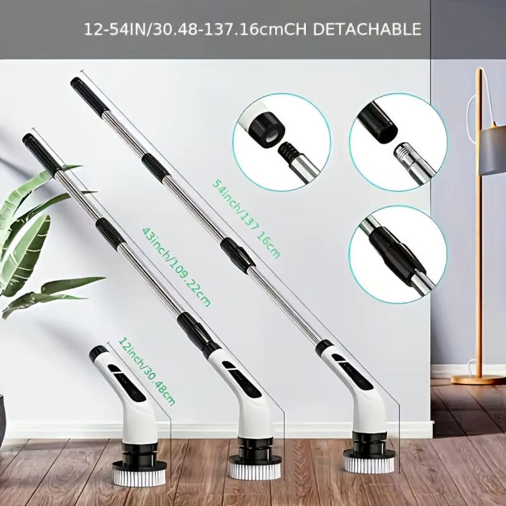 9 in 1 Multifunctional Handheld Electric Cleaning Brush with Telescopic Function, Bathroom Floor and Kitchen Cleaning Tool