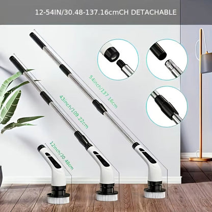 9 in 1 Multifunctional Handheld Electric Cleaning Brush with Telescopic Function, Bathroom Floor and Kitchen Cleaning Tool
