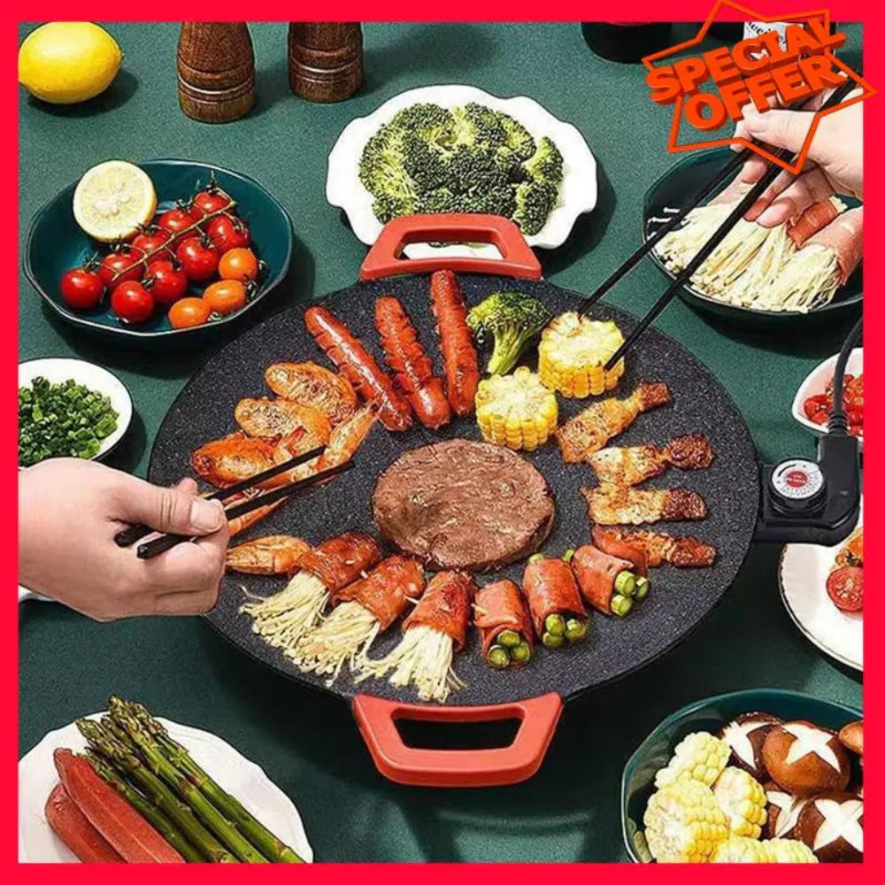 -ESTR Electric Griddle Smokeless Electric BBQ Grill Baking Trays Nonstick Cooking Griddle Pan Pancake Maker EU Plug