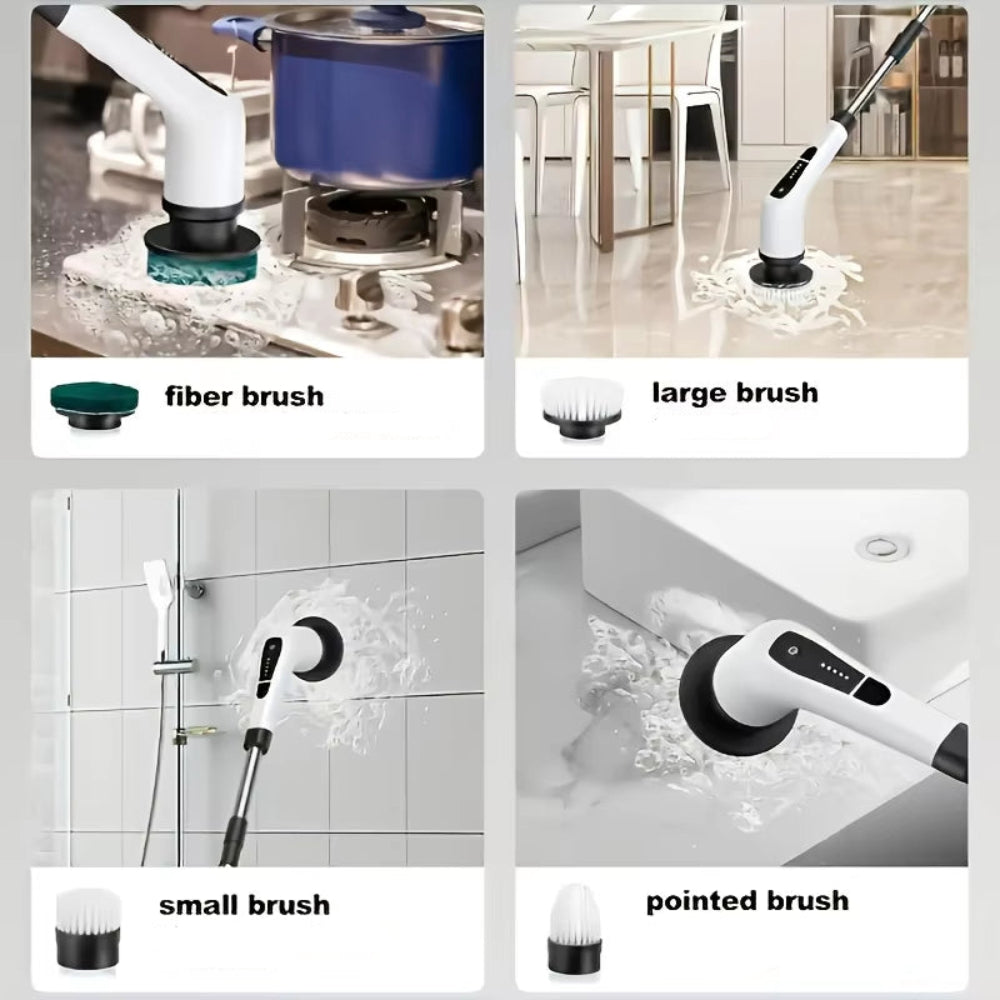 9 in 1 Multifunctional Handheld Electric Cleaning Brush with Telescopic Function, Bathroom Floor and Kitchen Cleaning Tool