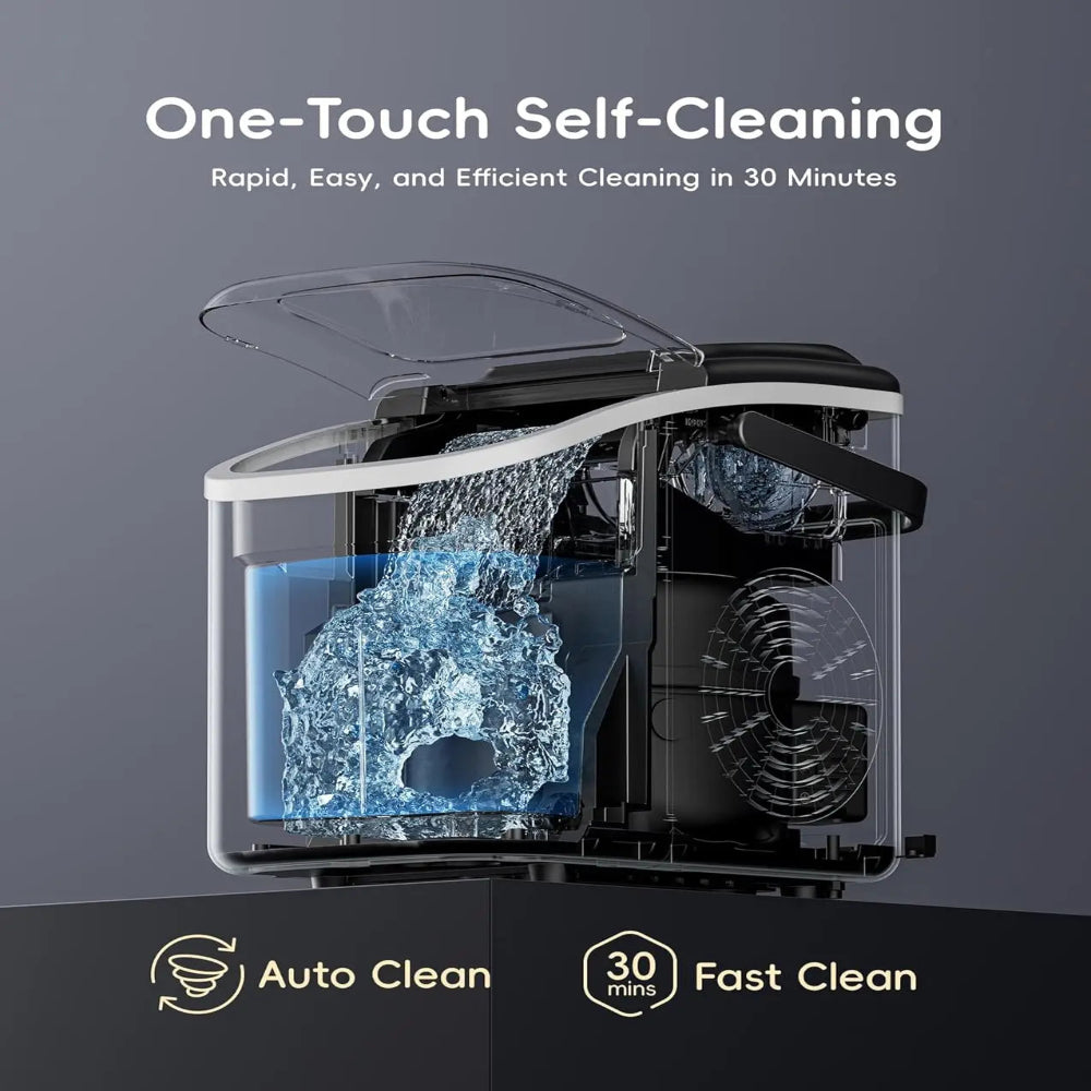 2026 Version Ice Maker for Home, Kitchen, Party & Travel - 8 Cubes in 6 Mins, 26Lbs/Day, 2 Ice Sizes, Self-Cleaning, Portable
