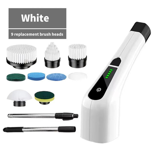 9 in 1 Multifunctional Handheld Electric Cleaning Brush with Telescopic Function, Bathroom Floor and Kitchen Cleaning Tool